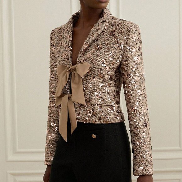 Multicolor Party Women's Tweed Short Jacket - Picture 2 of 6